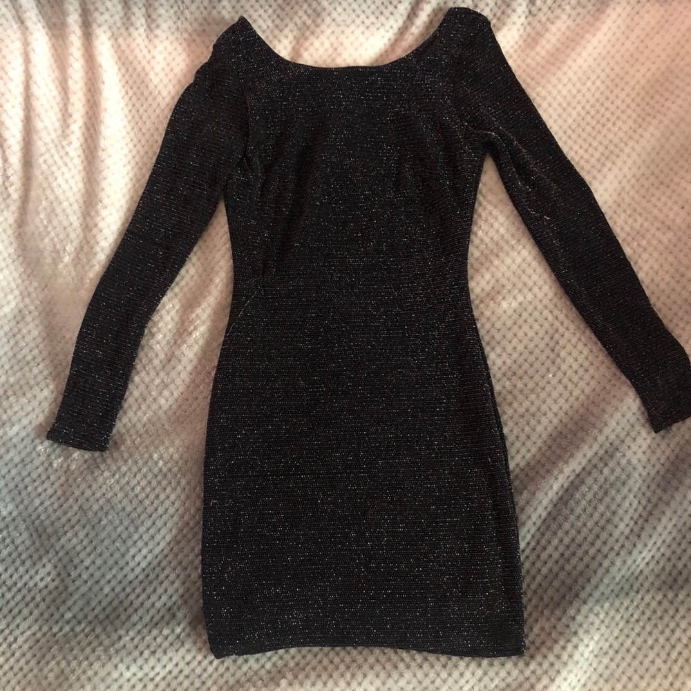 Long sleeve black glitter dress